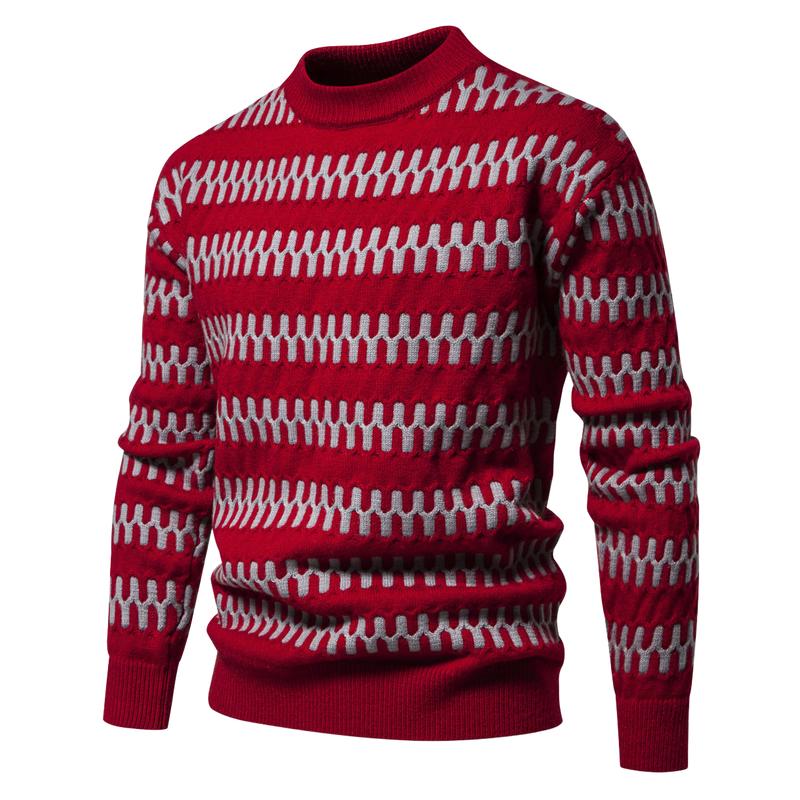 Men's Warm Pullover Striped Knitted Sweater 06249609F