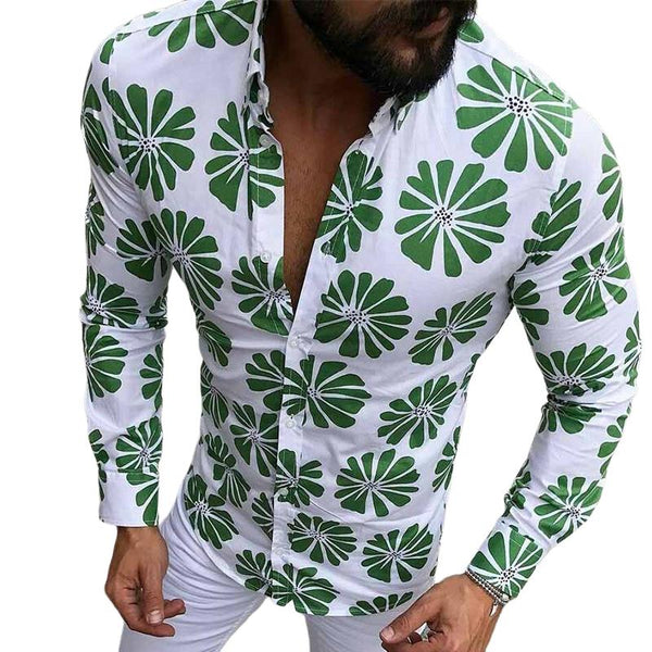 Men's Retro Casual Floral Print Long Sleeve Shirt 27221923TO