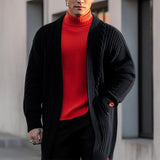 Men's Solid Color Mid-length Loose Knit Cardigan 07864431Z