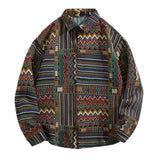 Men's Vintage Print Lapel Long-sleeved Shirt 32368091F