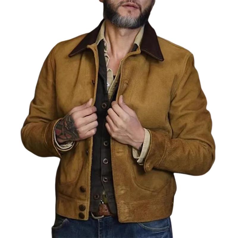 Men's Vintage Suede Button Jacket 88969072U