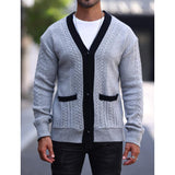 Men's Colorblock Cable Knit Single-Breasted Cardigan 59511158Y