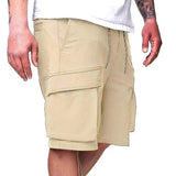 Men's Loose Drawstring Elastic Waist Multi-pocket Cargo Shorts 04913954Z