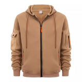 Men's Casual Hooded Multi-pocket Zipper Loose Sports Jacket 16754229M