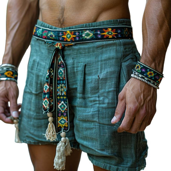 Men's Ethnic Print Drawstring Shorts 35930459Y