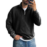 Men's Solid Color Lapel Zipper Sweatshirt 52317136Y