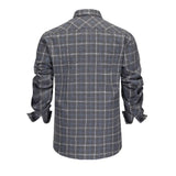 Men's Retro Casual Plaid Lapel Long Sleeve Shirt 10054564TO