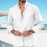 Men's Solid Long Sleeve Lapel Shirt 30109723Y