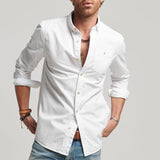 Men's Solid Lapel Long Sleeve Breast Pocket Cargo Shirt 63029793Z