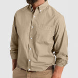 Men's Solid Color Lapel Long Sleeve Casual Shirt 46214554Z