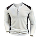 Men's Colorblock Henley Long Sleeve T-Shirt 06402798Y