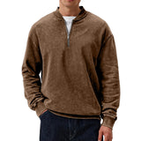 Men's Casual Solid Color Half Zip Round Neck Long Sleeve Sweatshirt 53916314Y