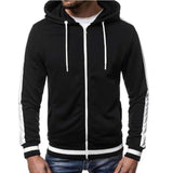 Men's Retro Casual Colorblock Zipper Drawstring Hoodie 09658298TO