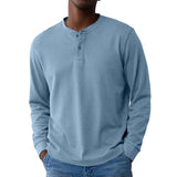 Men's Solid Color Henley Collar Long Sleeve Casual T-shirt 80852969Z