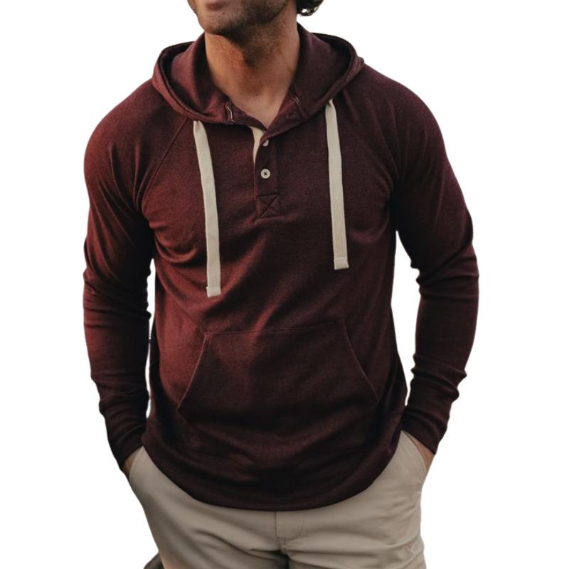 Men's Casual Cotton Blend Kangaroo Pocket Slim Fit Hoodie 78612182M