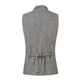 Men's Houndstooth Stand Collar Single-breasted Suit Vest 89178519Z
