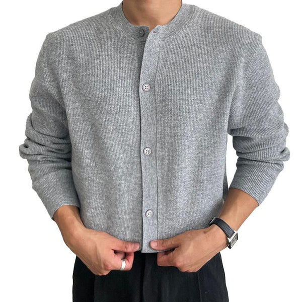 Men's Solid Round Neck Single Breasted Knitted Cardigan 75133913Z