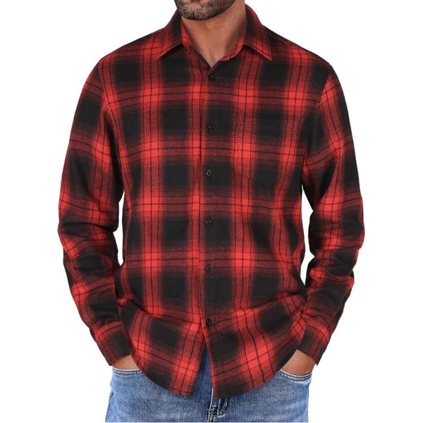 Men's Casual Plaid Long Sleeve Shirt 00071845Y