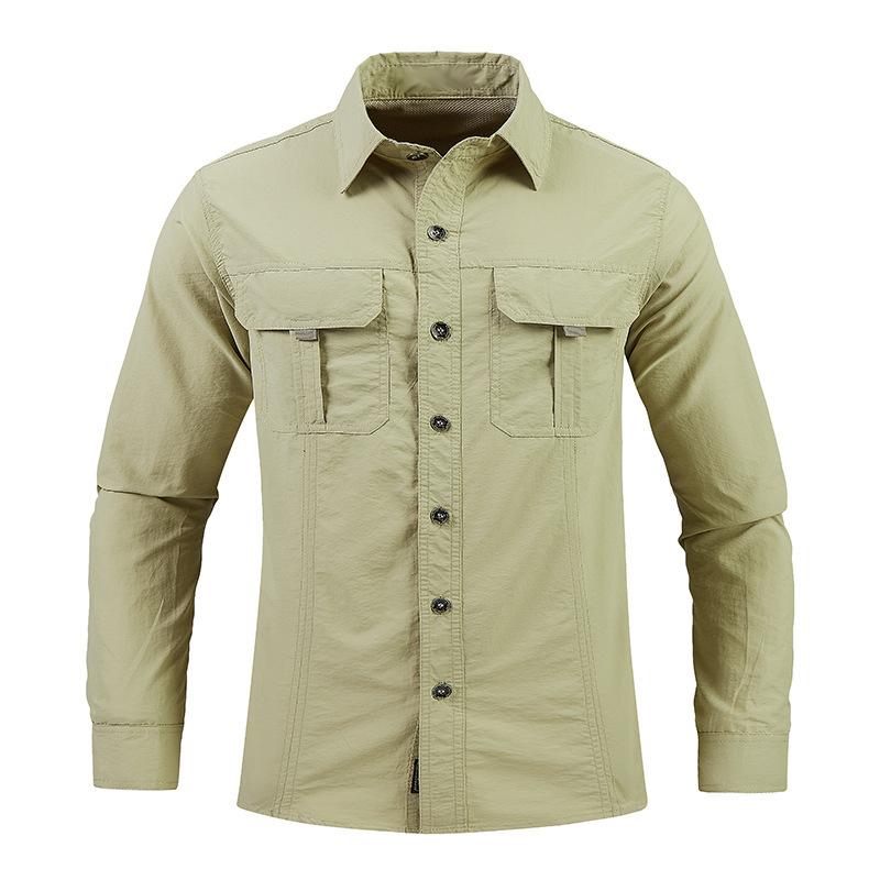 Men's Outdoor Quick-dry Solid Multi-pocket Cargo Shirt 38806320Z