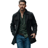 Men's Notched Lapel Washed Denim Mid-length Coat 18909043U