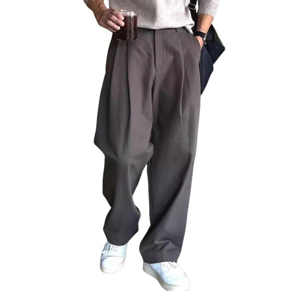 Men's Solid Color Loose Wide Leg Suit Pants 04991658Z