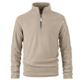 Men's Retro Casual Polar Fleece Solid Color Half Zip Sweatshirt 32478185TO