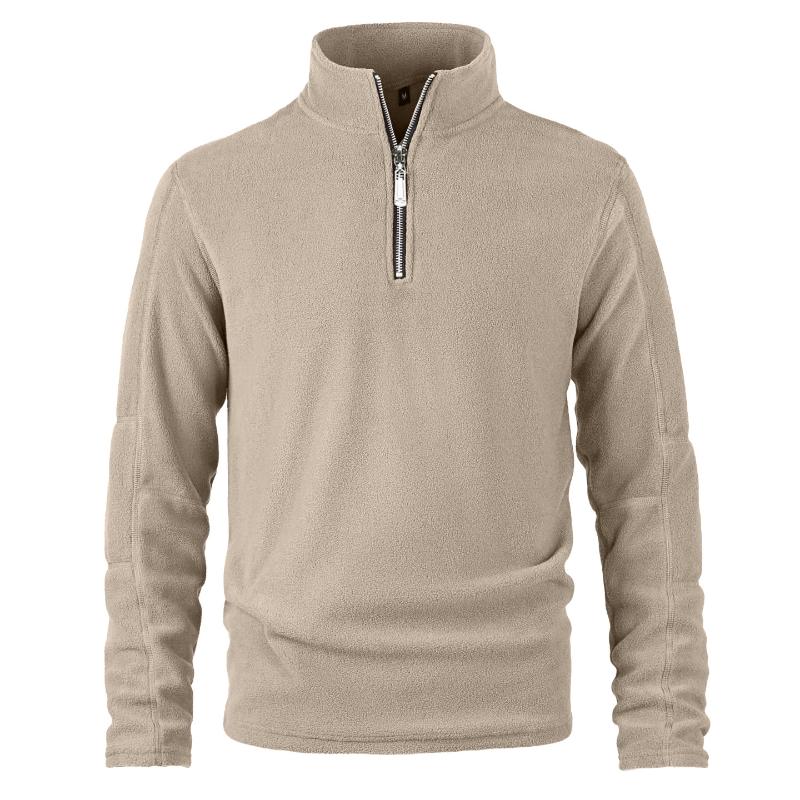 Men's Retro Casual Polar Fleece Solid Color Half Zip Sweatshirt 32478185TO