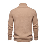 Men's Casual Solid Color Turtleneck Zipper Slim Fit Knit Cardigan 28038108M