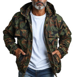 Men's Camouflage Hooded Multi-pocket Zip Cargo Jacket 19409115Z