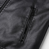 Men's Vintage Stand Collar Zipper Slim Fit Motorcycle Leather Jacket 29536672M