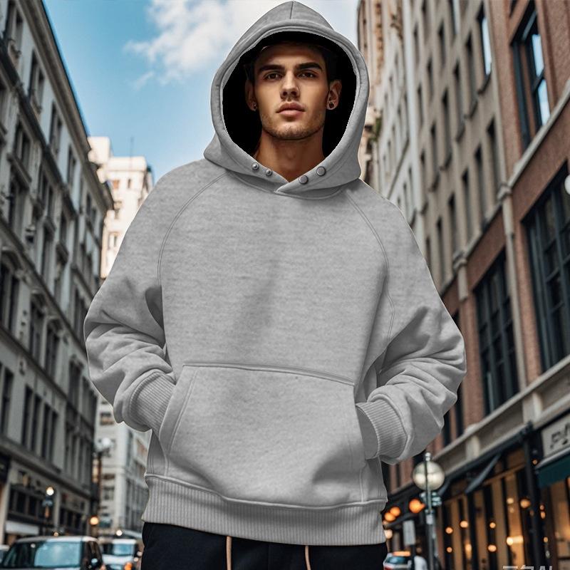 Men's Casual Kangaroo Pocket Fleece Loose Hoodie 57825880M