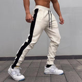 Men's Sports Casual Polar Fleece Warm Color Block Trousers 09686393M