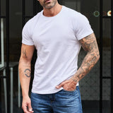 Men's Casual Solid Color Short-sleeved T-shirt 24318887TO