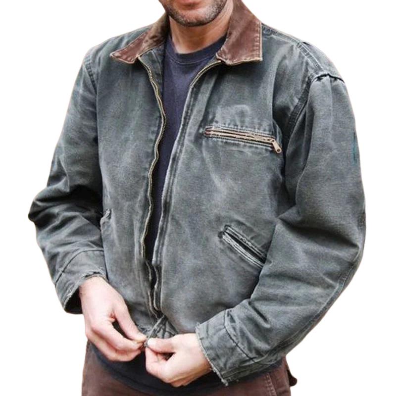 Men's Vintage Stitching Denim Lapel Jacket 29013472X