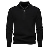 Men's Solid Color Stand Collar Zipper Knit Sweater 05520693Y