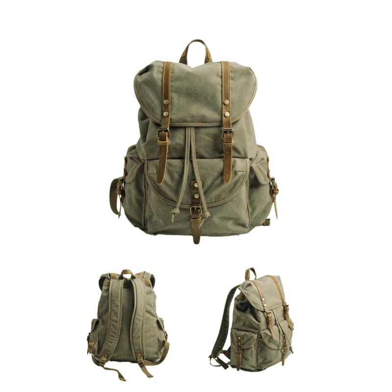 Men's Retro Outdoor Large Capacity Multi-Pocket Canvas Backpack 33759989Y