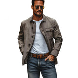 Men's Casual Cotton Lapel Loose Breathable Workwear Jacket 27804910M