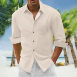 Men's Solid Color Pleated Loose Long Sleeve Shirt 05392146Y