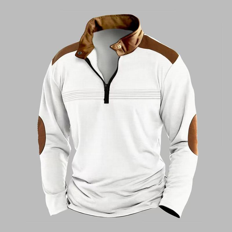 Men's Colorblock Zipper Stand Collar Long Sleeve Casual Sweatshirt 32537015Z