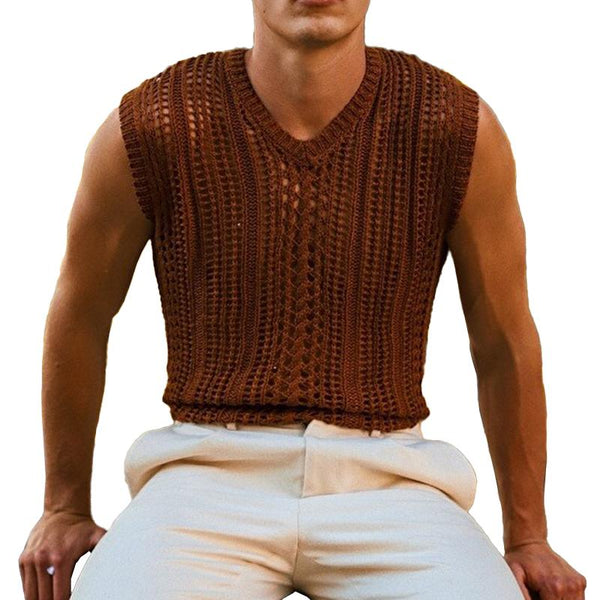 Men's Hollow Out Knitted Sleeveless Casual Vest 00957010Z