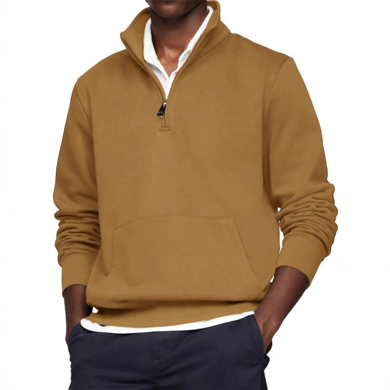 Men's Casual Solid Color Half Zip Turtleneck Sweatshirt 81474478Y