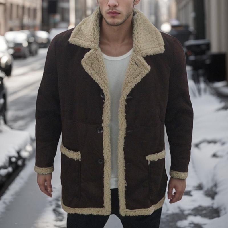 Men's Solid Color Shearling Coat 94426097Y