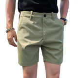 Men's Solid Color Straight Casual Suit Shorts 42481823Z