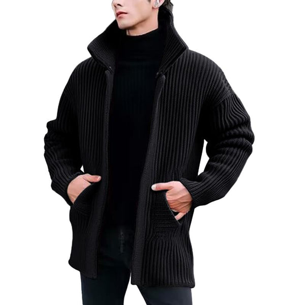 Men's Solid Color Lapel Mid-length Loose Knit Cardigan 45822193Z