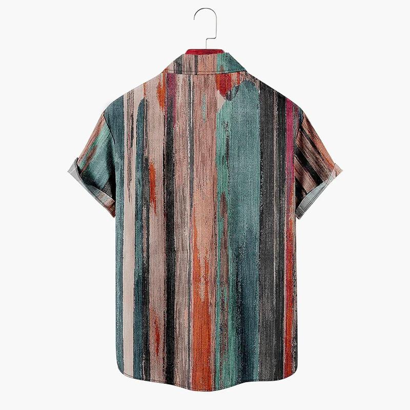 Men's Printed Lapel Short Sleeve Casual Shirt 48300039Z