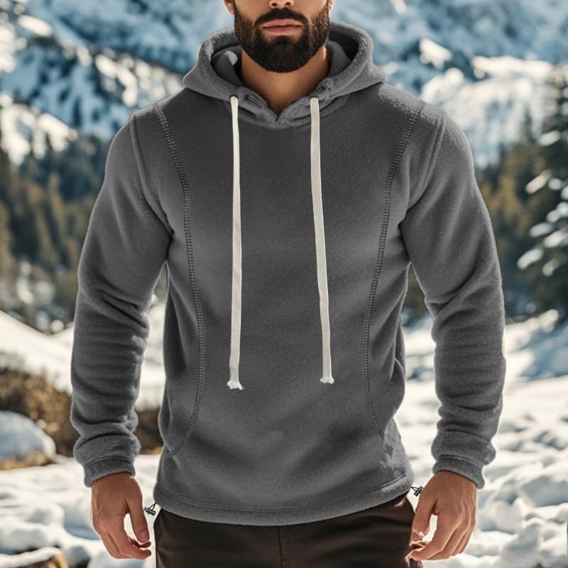 Felpa con cappuccio a maniche lunghe in pile polare casual da uomo per esterni 67603515M