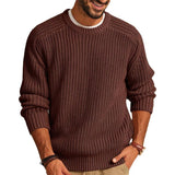 Men's Casual Solid Color Round Neck Loose Knitted Sweater 84172686M