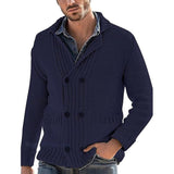 Men's Solid Double Breasted Pockets Knit Casual Cardigan 17917031Z