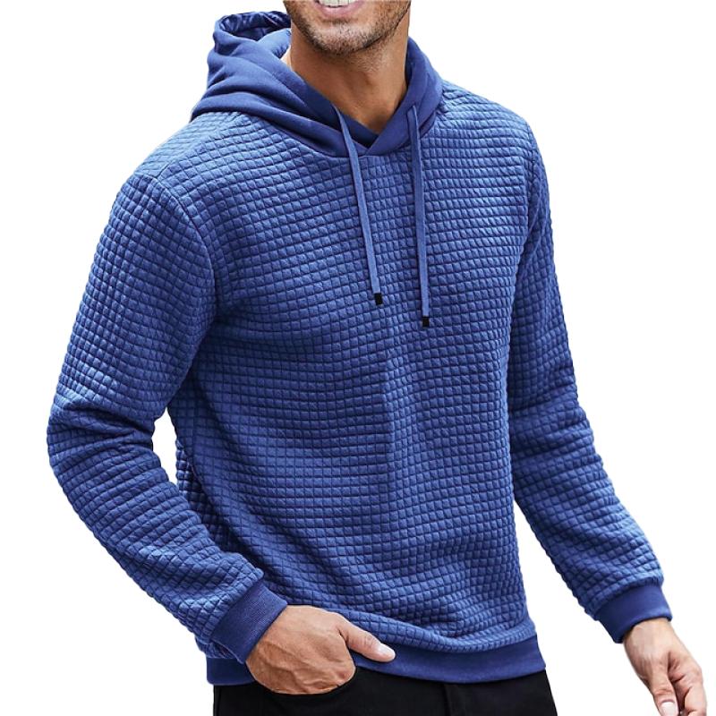 Sudadera con capucha suelta de manga larga con cuadros sólidos para hombre 70531224Z
