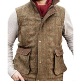 Men's Vintage Herringbone Stand Collar Vest 80471975U